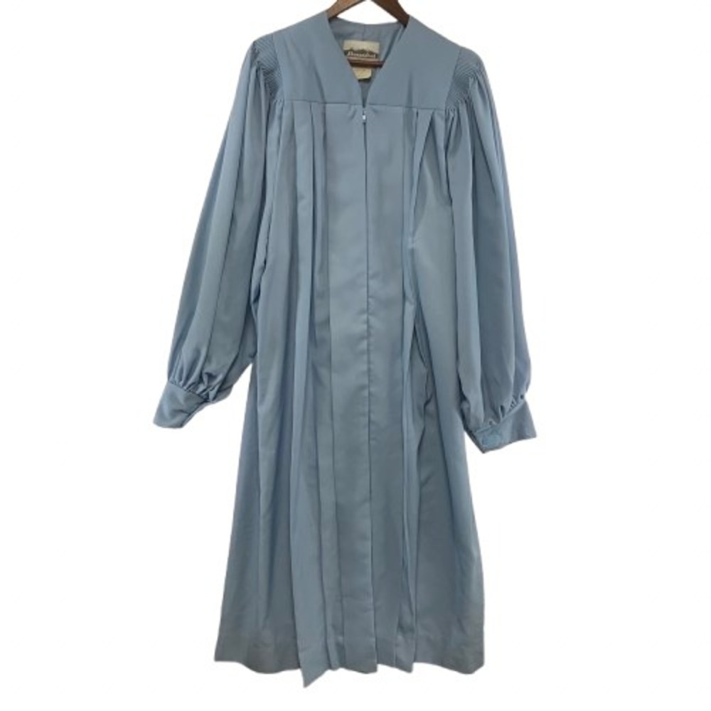 Shenandoah Robe Company Choir Gown Unisex 53 Light Blue Pleated Crepe Vintage